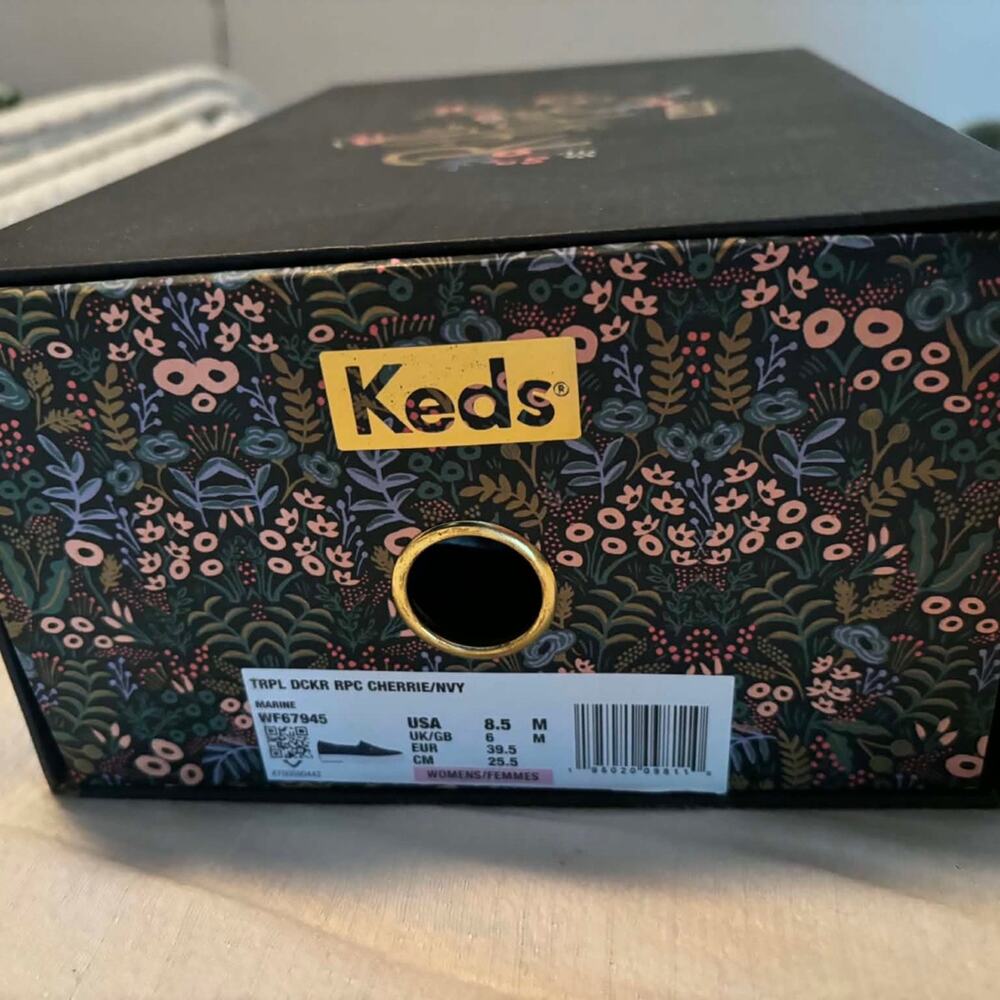 Keds x Rifle Paper Co. Triple Decker Cherry Slip-On Sneakers Navy US 8.5 M - Picture 7 of 10